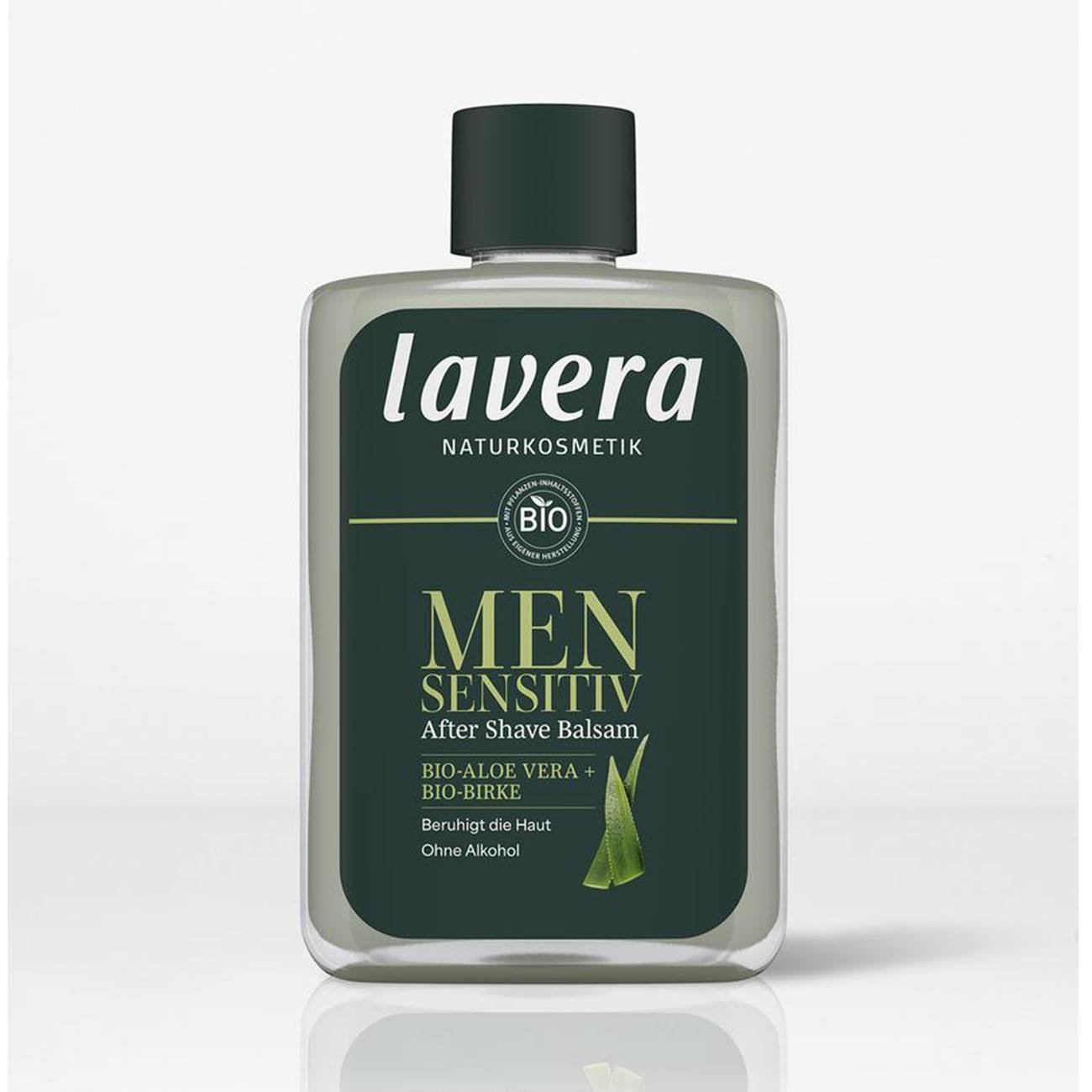 Lavera Men Sensitiv After Shave Balm 100ml bottle front view lifestyle image