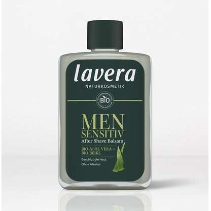 Lavera Men Sensitiv After Shave Balm 100ml bottle front view lifestyle image