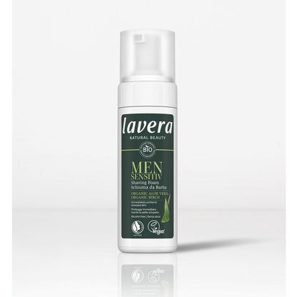 Lavera Men Sensitiv Gentle Shaving Foam 150ml bottle front view lifestyle image