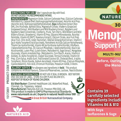 Menopause Support Formula 30 Capsules - Natures Aid - Food Supplements - Eco Natural Products