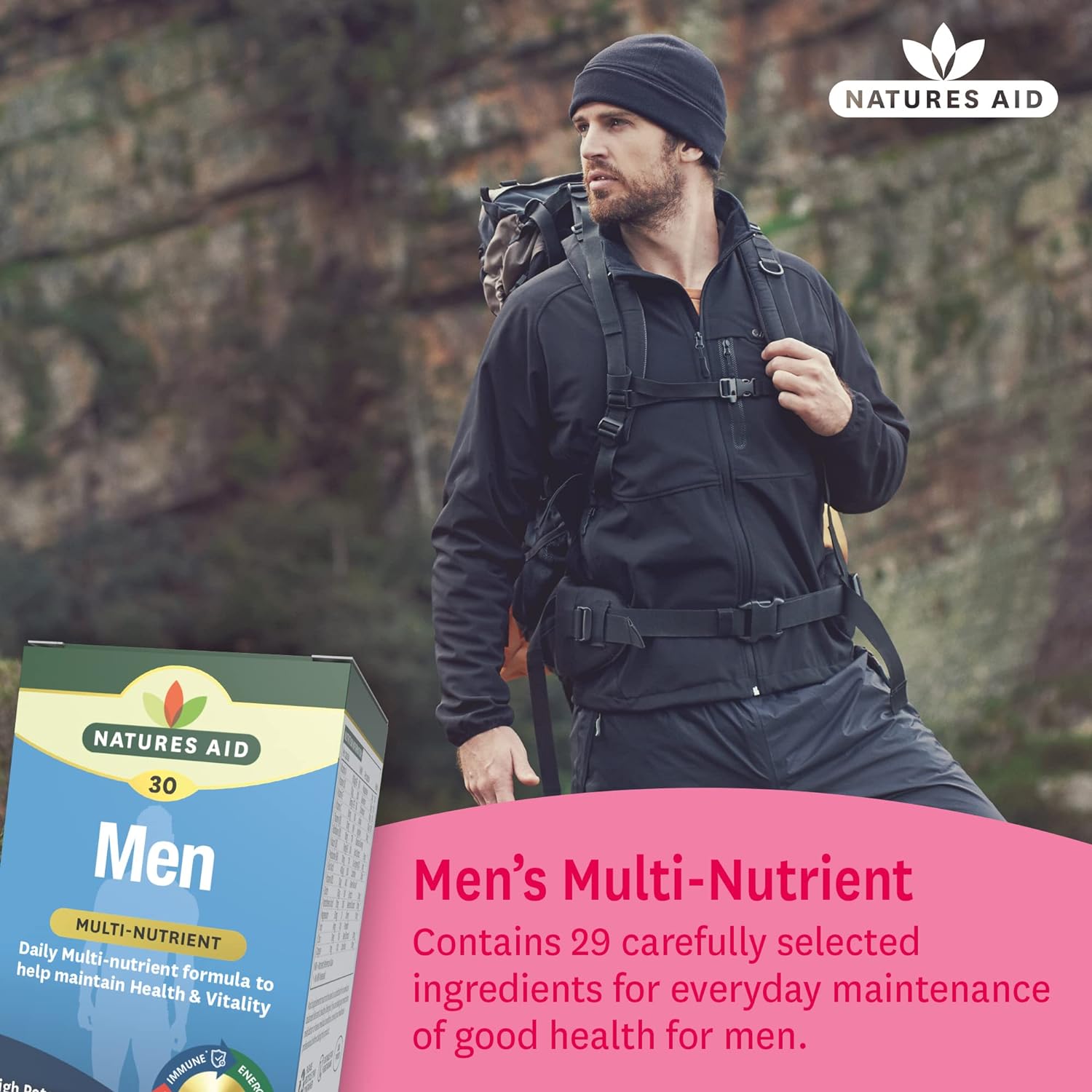 Men's Multi - Vitamins & Minerals 30 Capsules - Natures Aid - Vitamins & Supplements - Eco Natural Products