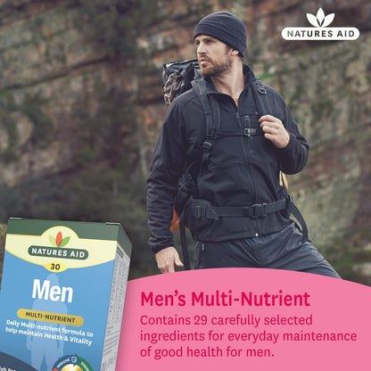 Men's Multi - Vitamins & Minerals 30 Capsules - Natures Aid - Vitamins & Supplements - Eco Natural Products