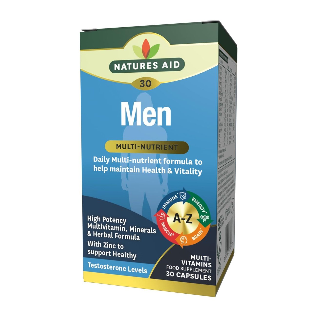 Men's Multi - Vitamins & Minerals 30 Capsules - Eco Natural Products - Natures Aid - Vitamins & Supplements