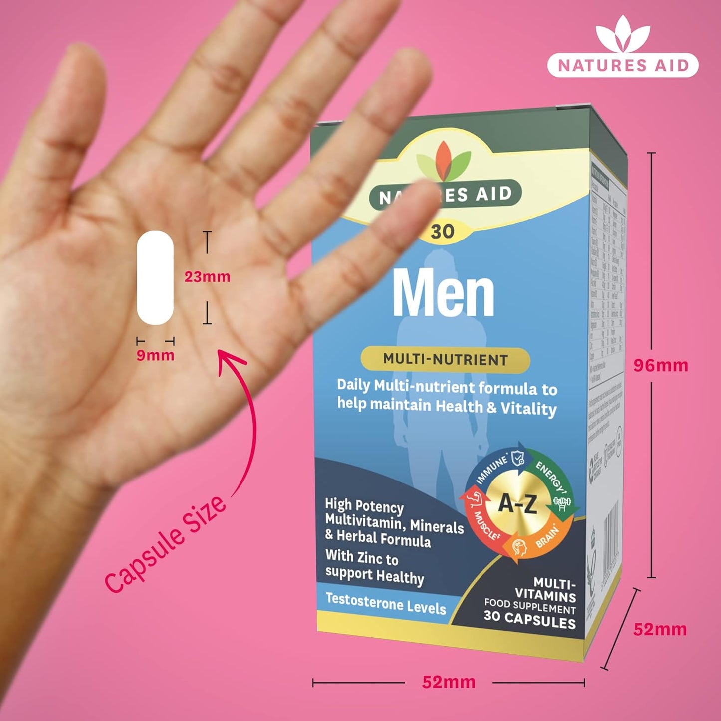 Men's Multi - Vitamins & Minerals 30 Capsules - Natures Aid - Vitamins & Supplements - Eco Natural Products