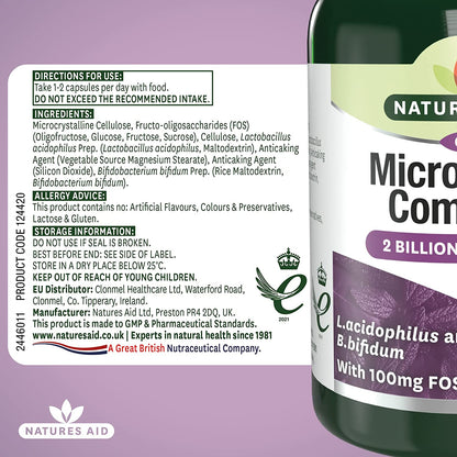Microbiotic Complex 60 Capsules - Natures Aid - Vitamins & Supplements - Eco Natural Products
