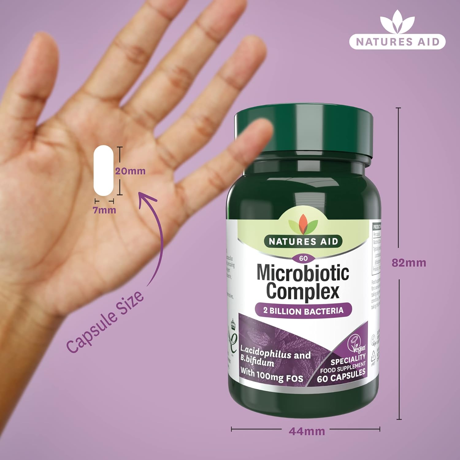 Microbiotic Complex 60 Capsules - Eco Natural Products - Natures Aid - Vitamins & Supplements