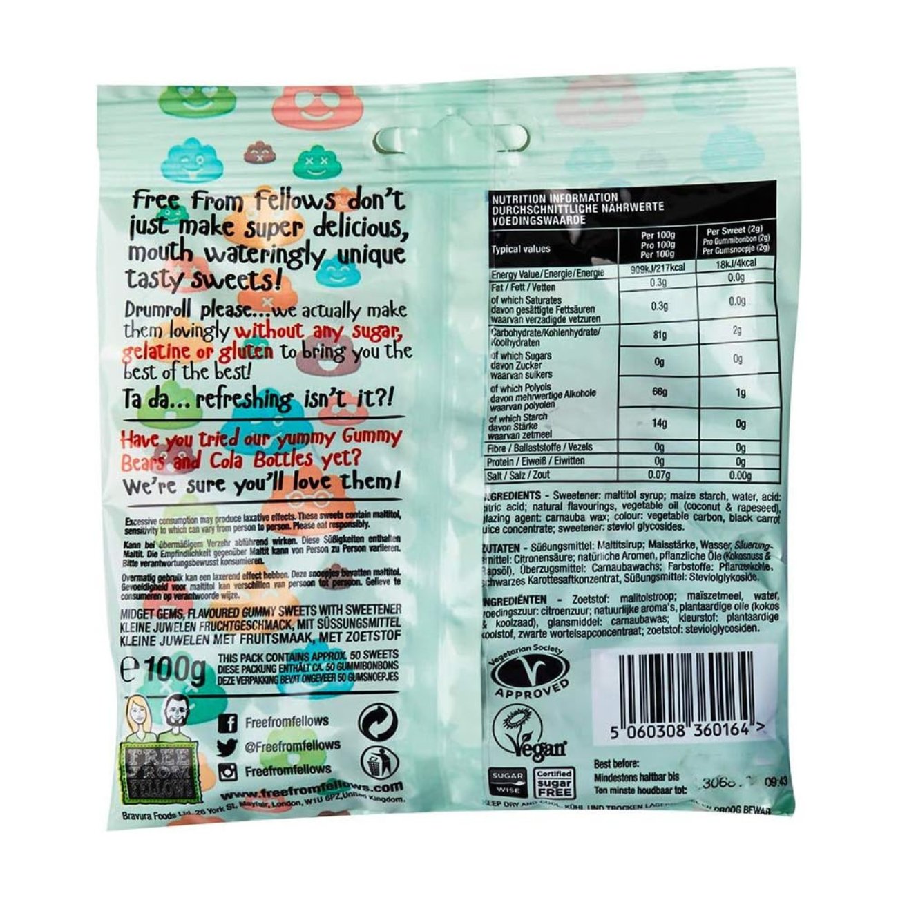 Midget Gems Sweets 100g - Free from fellows - Sweets - Eco Natural Products