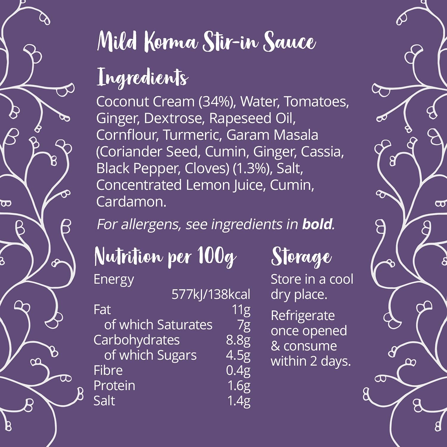 Mild Korma Stir - in Sauce Low FODMAP 260g - Bays Kitchen - Sauces - Eco Natural Products
