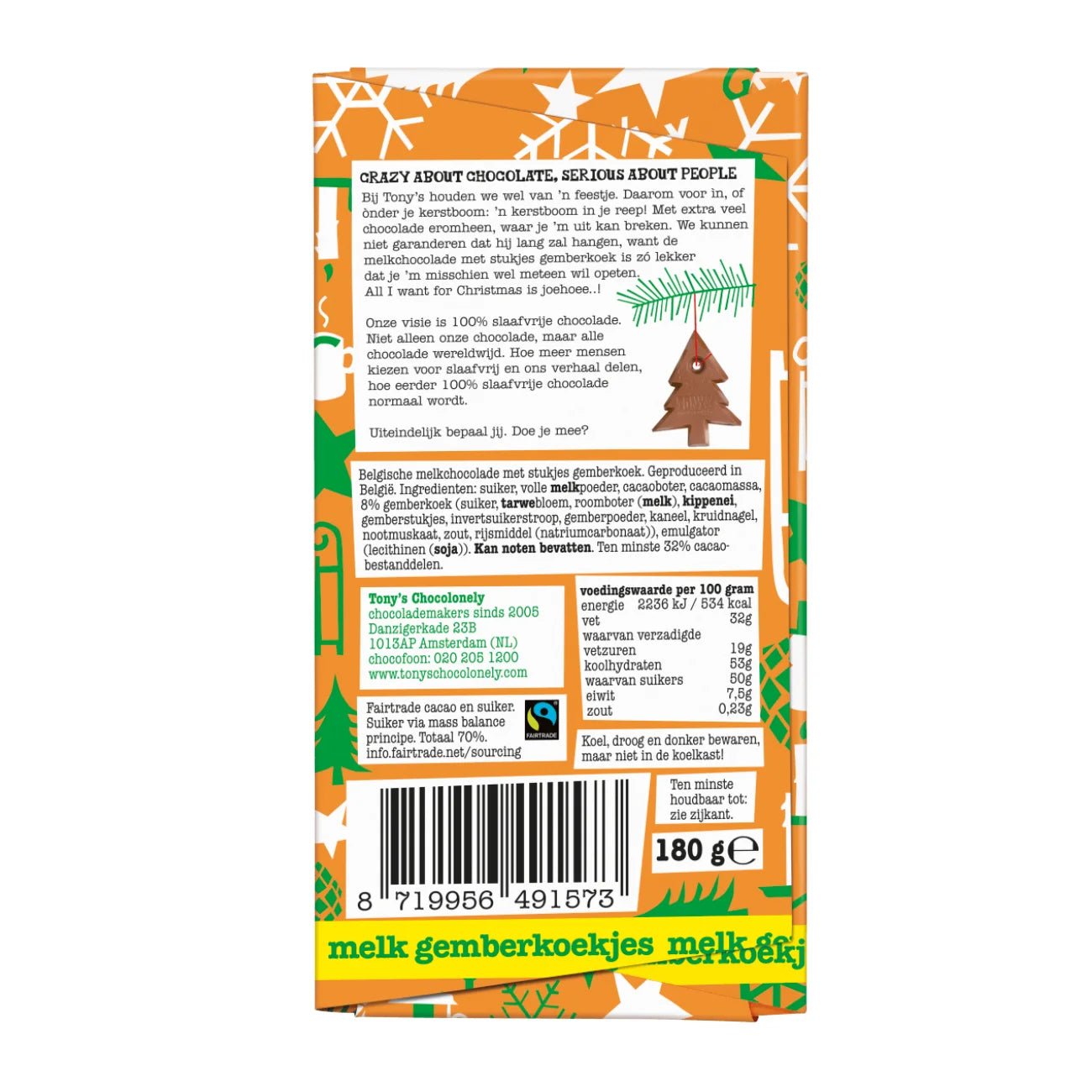 Milk Chocolate Gingerbread 32% 180g - Tony's Chocolonely - Chocolates - Tony's Chocolonely