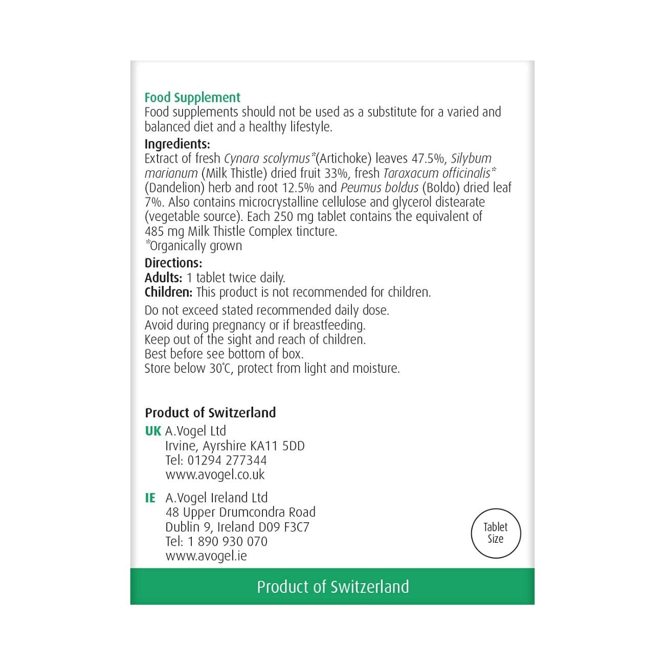 Milk Thistle Tincture Tabs 60's - A. Vogel - Vitamins & Supplements - Eco Natural Products