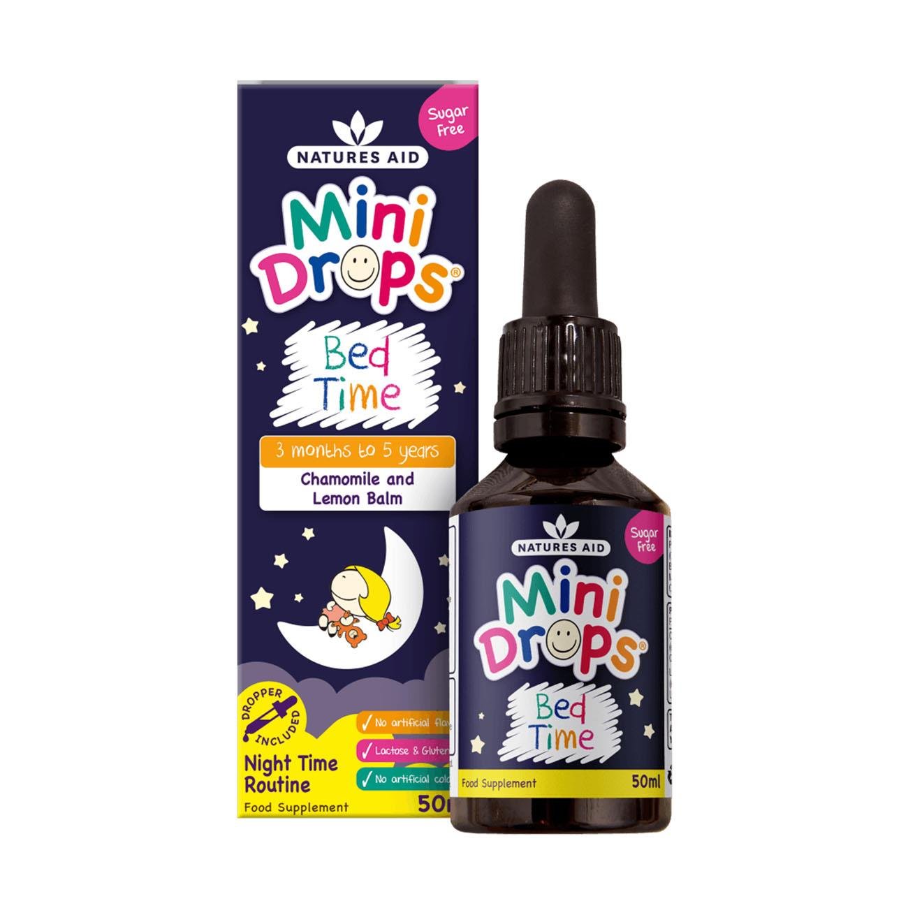 Mini Drops Bed Time Chamomile & Lemon Balm 50ml - Eco Natural Products - Natures Aid - Vitamins & Supplements