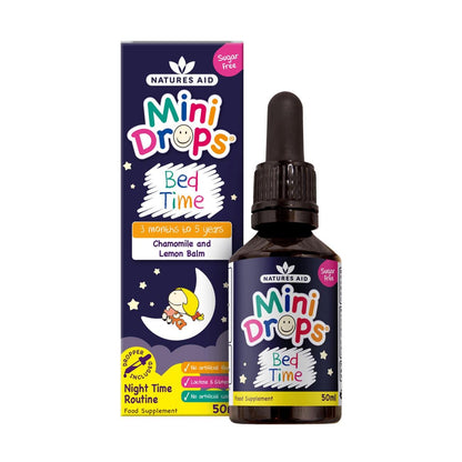 Mini Drops Bed Time Chamomile & Lemon Balm 50ml - Natures Aid - Vitamins & Supplements - Eco Natural Products