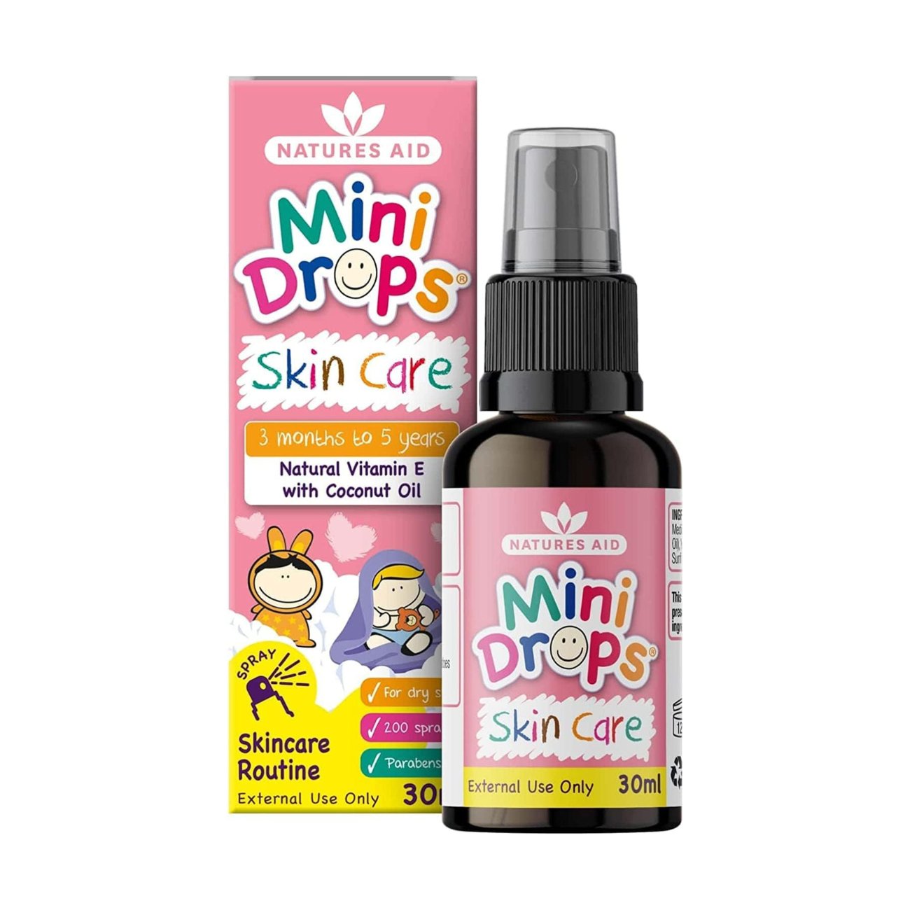 Mini Drops Skin Care Vitamin E Oil Spray 30ml - Eco Natural Products - Natures Aid - Vitamins & Supplements