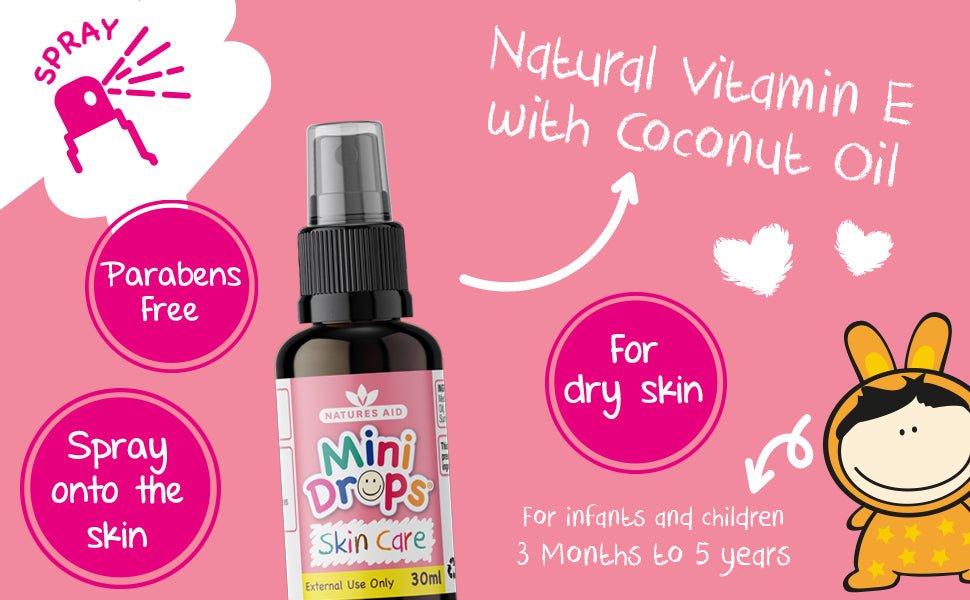 Mini Drops Skin Care Vitamin E Oil Spray 30ml - Natures Aid - Vitamins & Supplements - Eco Natural Products
