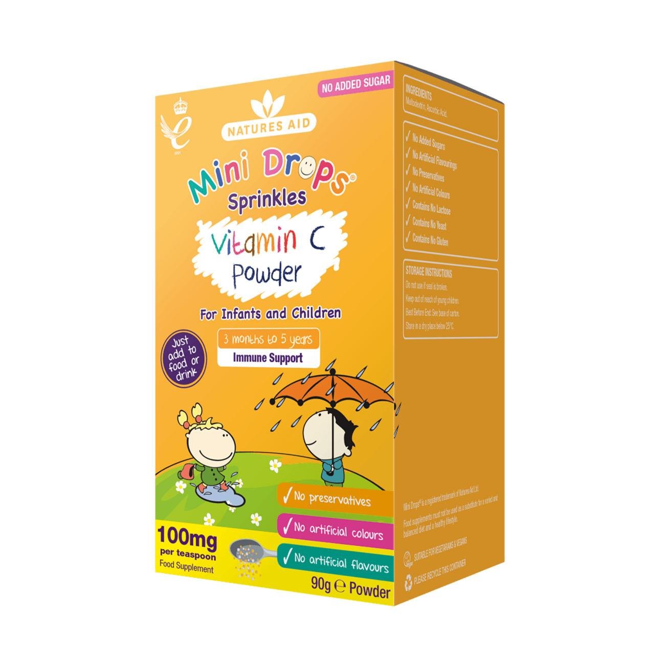 Mini Drops Sprinkles Vitamin C 90g BBE 31.10.2025 - Natures Aid - Natures Aid
