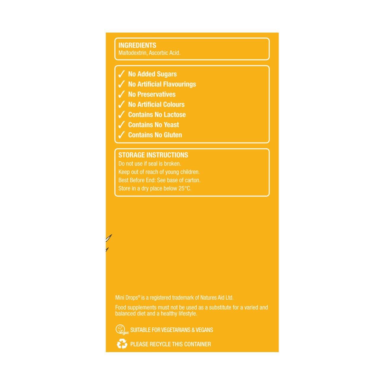 Mini Drops Sprinkles Vitamin C 90g BBE 31.10.2025 - Natures Aid - Natures Aid