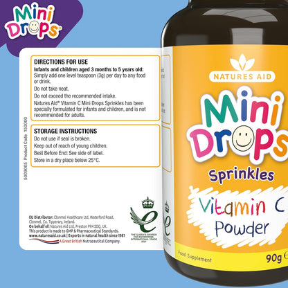 Mini Drops Sprinkles Vitamin C 90g - Natures Aid - Vitamins & Supplements - Eco Natural Products