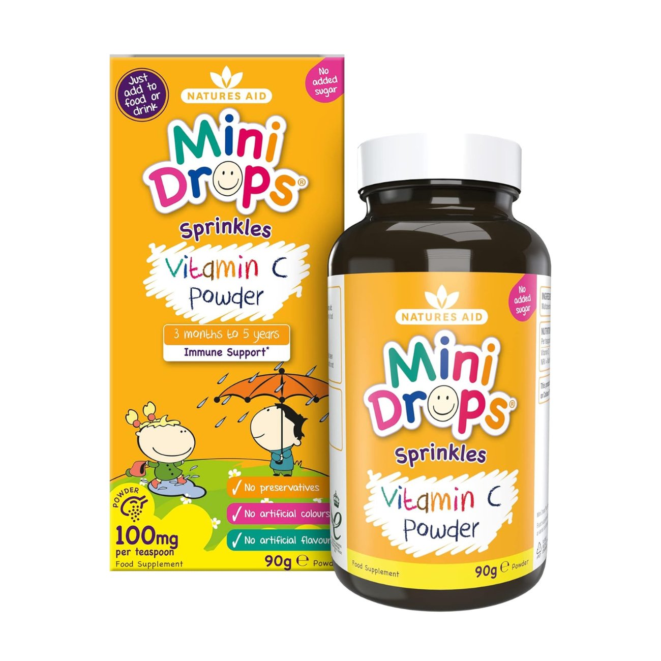 Mini Drops Sprinkles Vitamin C 90g - Eco Natural Products - Natures Aid - Vitamins & Supplements