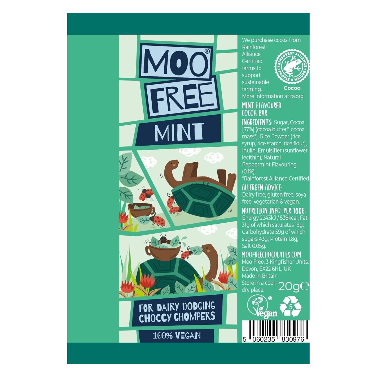 Mint Chocolate Dairy Free & Vegan Mini Bar 20g - Moo Free - Chocolate - Eco Natural Products