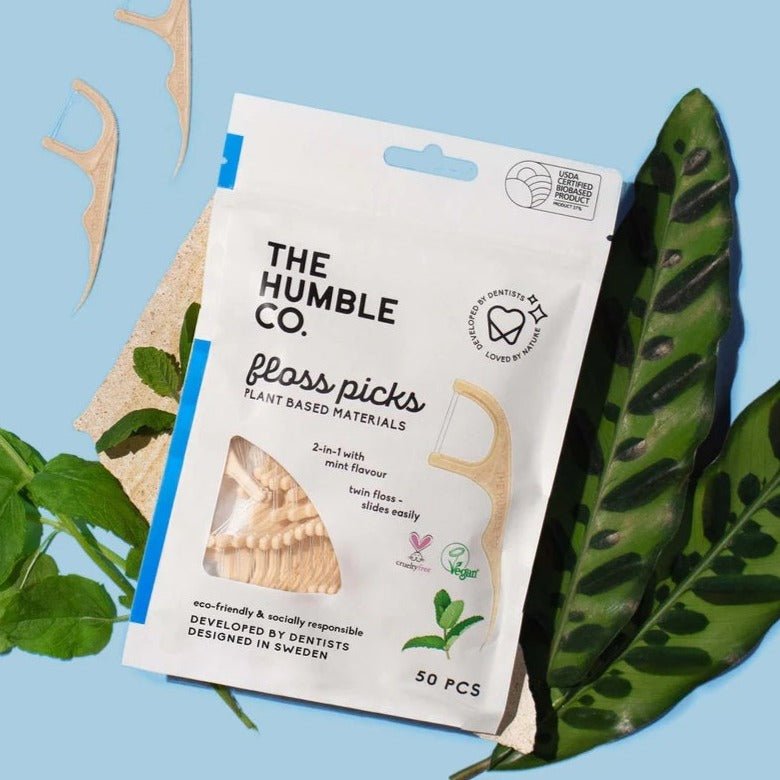 Mint Floss Picks 50pack - Humble Brush - Floss Picks - Eco Natural Products