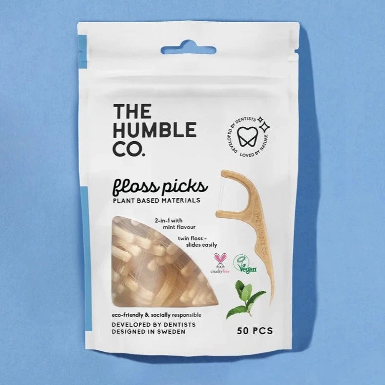 Mint Floss Picks 50pack - Humble Brush - Floss Picks - Eco Natural Products