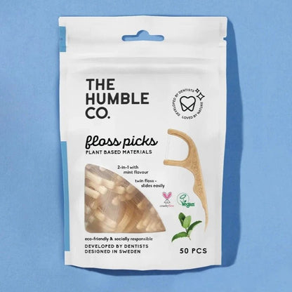 Mint Floss Picks 50pack - Humble Brush - Floss Picks - Eco Natural Products
