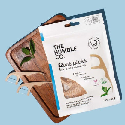Mint Floss Picks 50pack - Humble Brush - Floss Picks - Eco Natural Products
