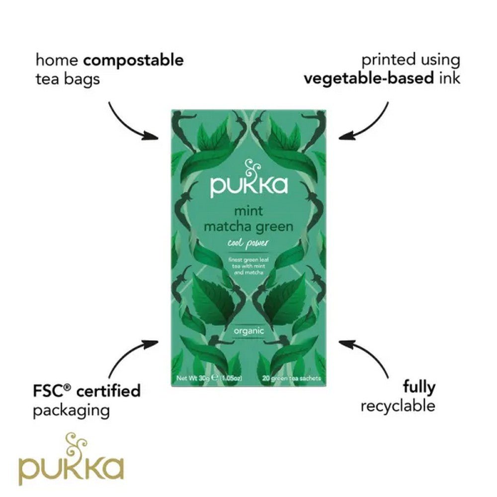 Mint Matcha Green Tea 20 Sachets - Eco Natural Products - Pukka Herbs - Herbal tea