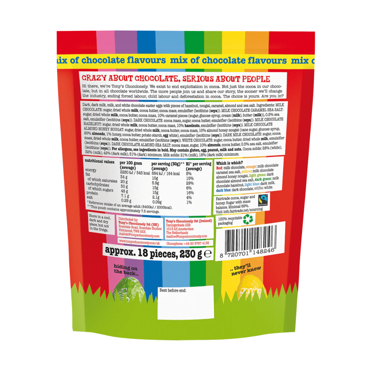 Mixed Easter Eggs Pouch 230g - Tony's Chocolonely - Chocolates - Tony's Chocolonely