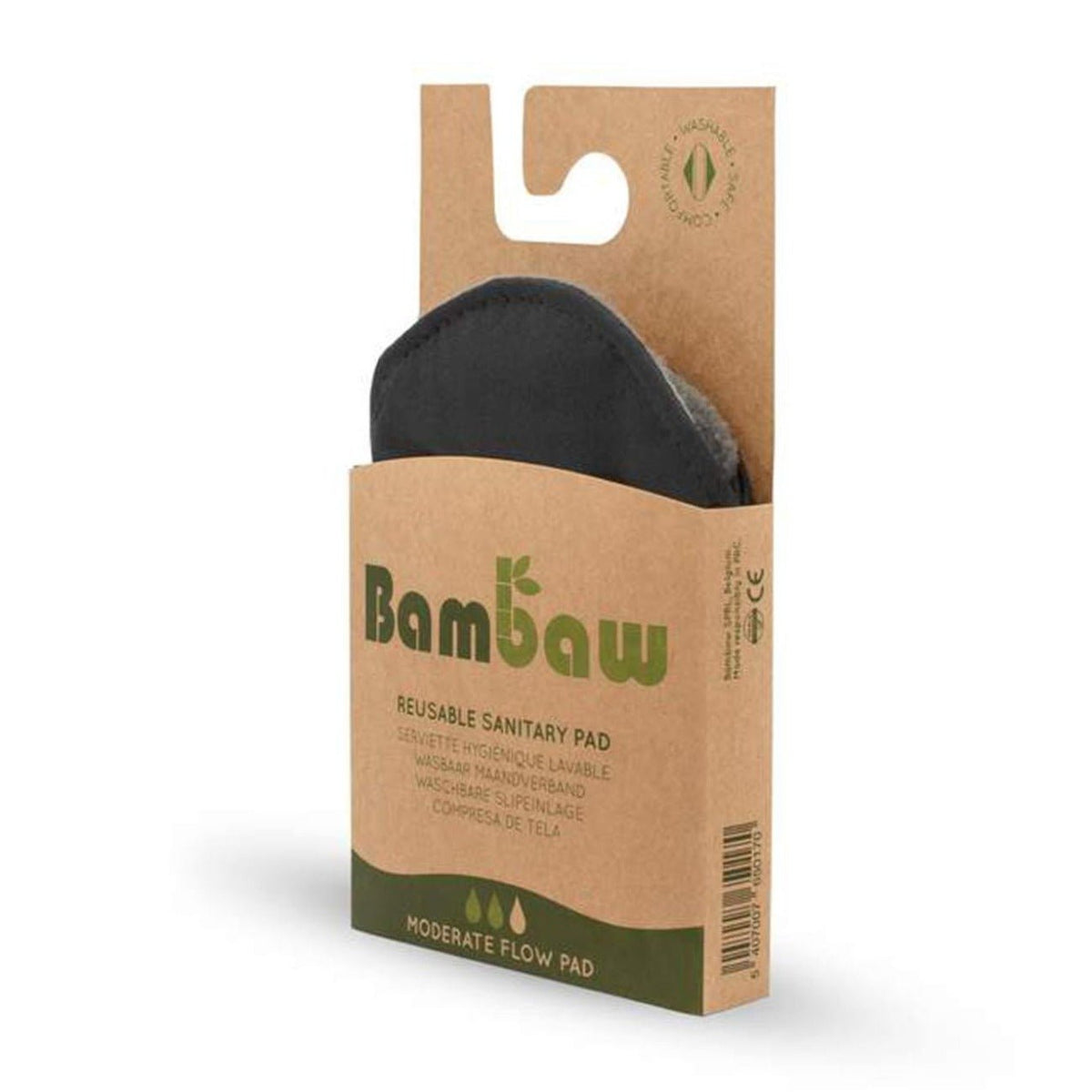 Moderate Flow Reusable Sanitary Pad 1piece - Bambaw - Feminine Sanitary Supplies - Eco Natural Products