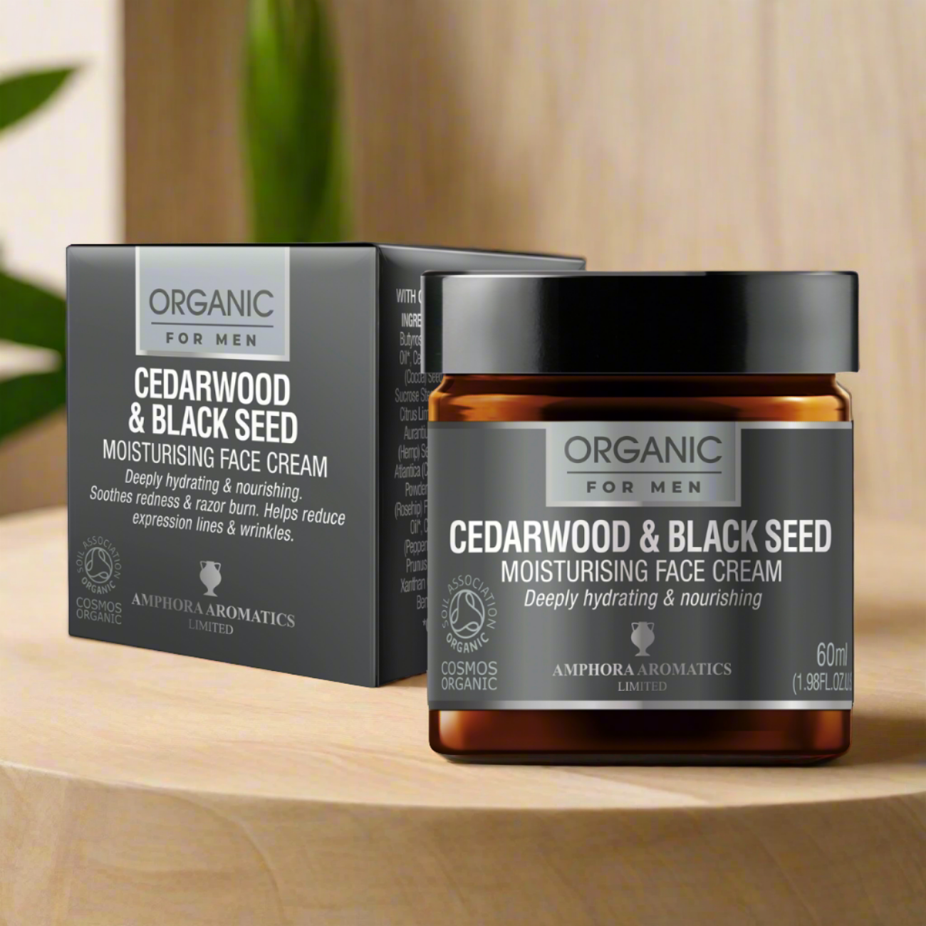 Organic Moisturiser for Men Cedarwood & Black Seed 60ml