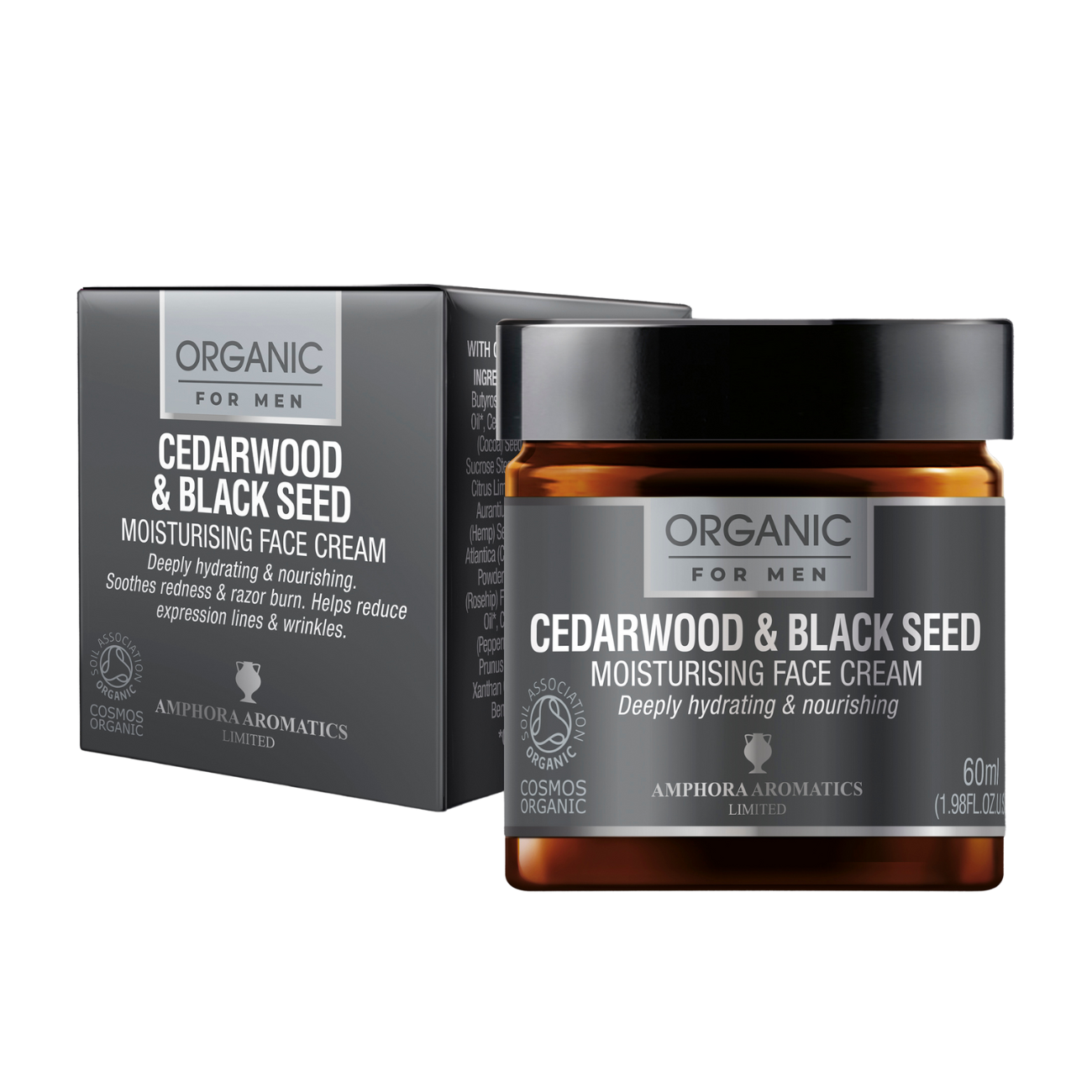 Organic Moisturiser for Men Cedarwood & Black Seed 60ml