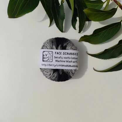 Monochrome 100% Cotton Face Scrubbies 3pcs - Little Koala Bubbles - Cleansing Pad - Eco Natural Products