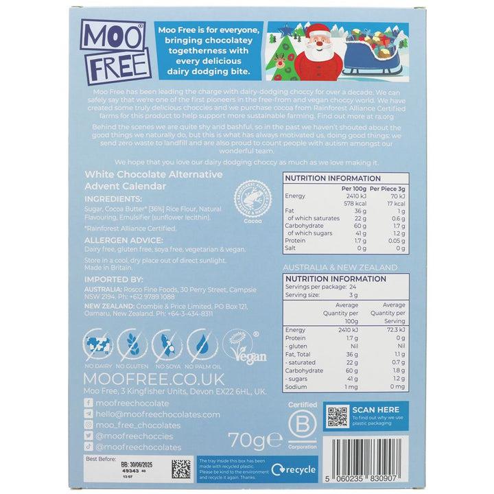 Moo Free White Chocolate Alternative Advent Calendar 70g BBE 30.06.2025 - Moo Free - Advent calendar - Moo Free
