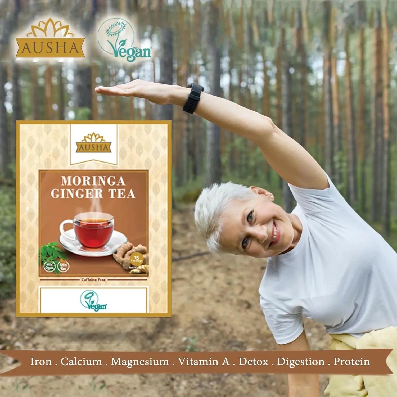Moringa Ginger Infusion Tea 20 Bags - Ausha - Teas - Ausha