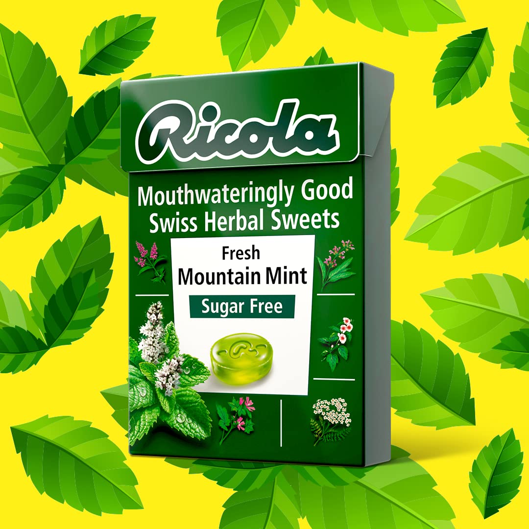 Mountain Mint Sugar Free Swiss Herbal Sweets 45g - Eco Natural Products - Ricola - Herbal sweets