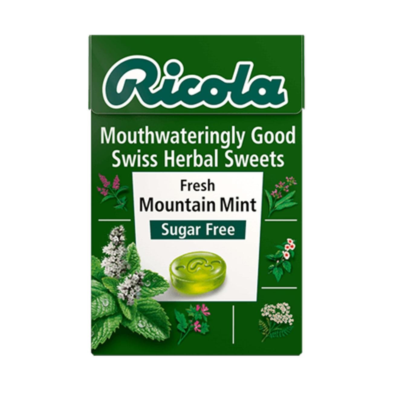 Mountain Mint Sugar Free Swiss Herbal Sweets 45g - Eco Natural Products - Ricola - Herbal sweets