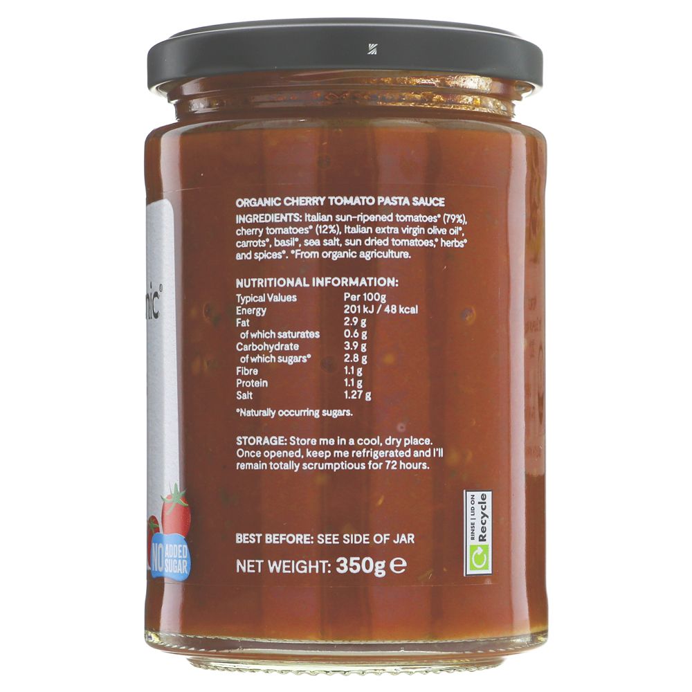 Mr Organic Cherry Tomato Pasta Sauce 350g side 2 packaging