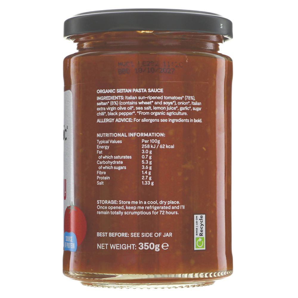 Mr Organic Organic Vegetarian Seitan Ragu 350g side 2 packaging