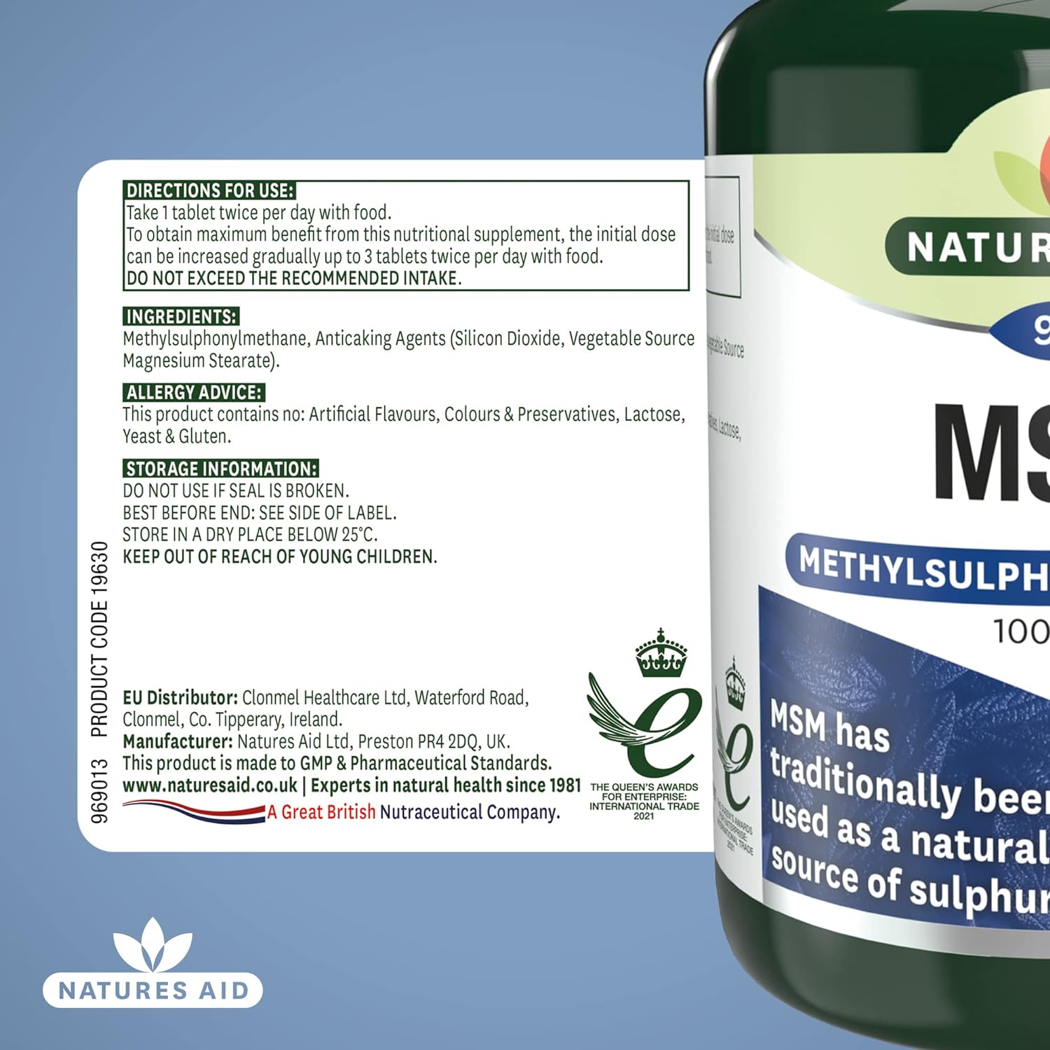 MSM 1000mg 90 Tablets - Eco Natural Products - Natures Aid - Vitamins & Supplements