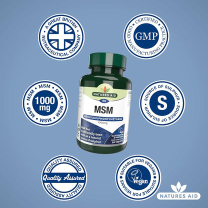 MSM 1000mg 90 Tablets - Natures Aid - Vitamins & Supplements - Eco Natural Products