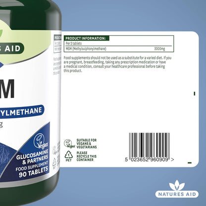 MSM 1000mg 90 Tablets - Natures Aid - Vitamins & Supplements - Eco Natural Products