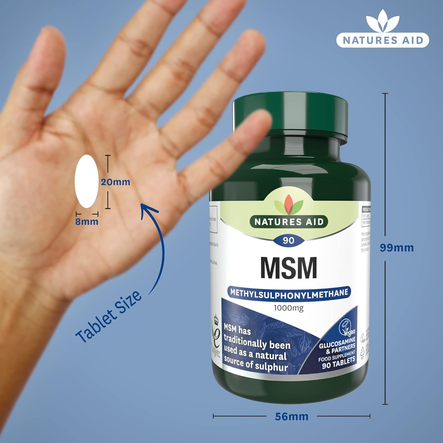 MSM 1000mg 90 Tablets - Eco Natural Products - Natures Aid - Vitamins & Supplements