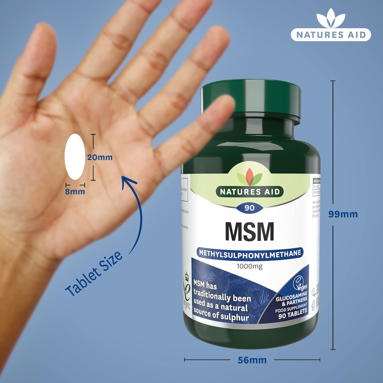 MSM 1000mg 90 Tablets - Natures Aid - Vitamins & Supplements - Eco Natural Products