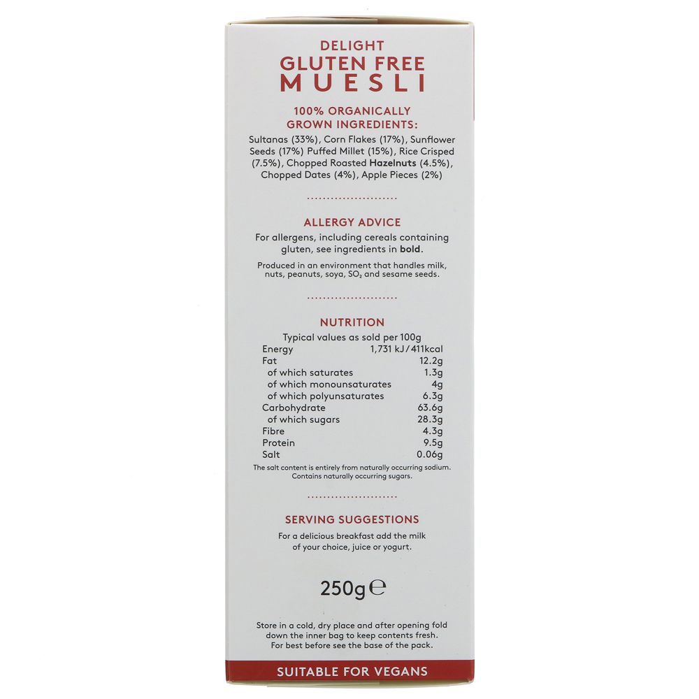 Organic Delight Gluten Free Muesli 250g