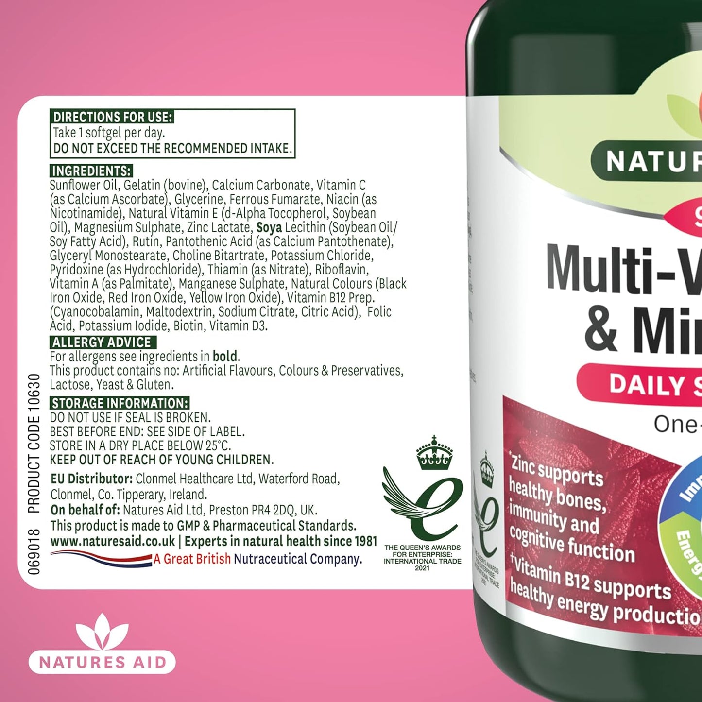 Multi - Vitamins & Minerals with Iron 90 Softgels - Natures Aid - Vitamins & Supplements - Eco Natural Products