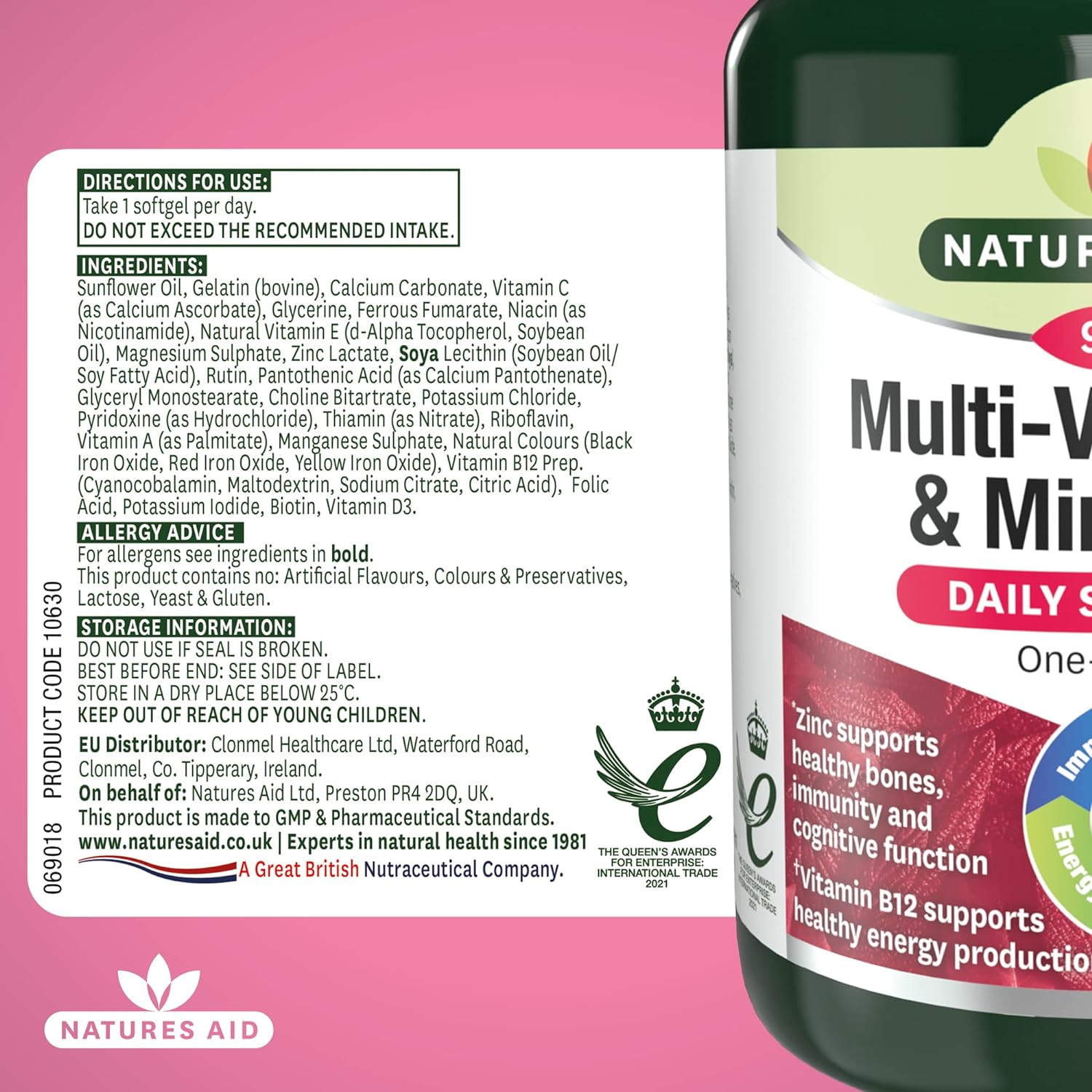 Multi - Vitamins & Minerals with Iron 90 Softgels - Natures Aid - Vitamins & Supplements - Eco Natural Products
