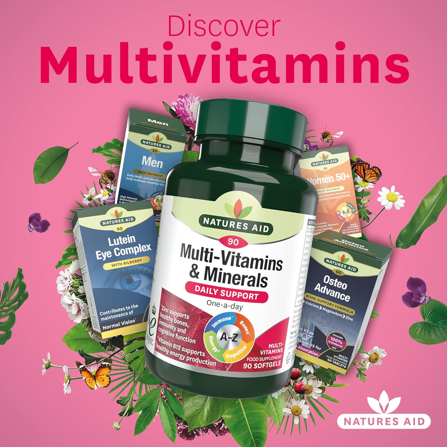Multi - Vitamins & Minerals with Iron 90 Softgels - Natures Aid - Vitamins & Supplements - Eco Natural Products