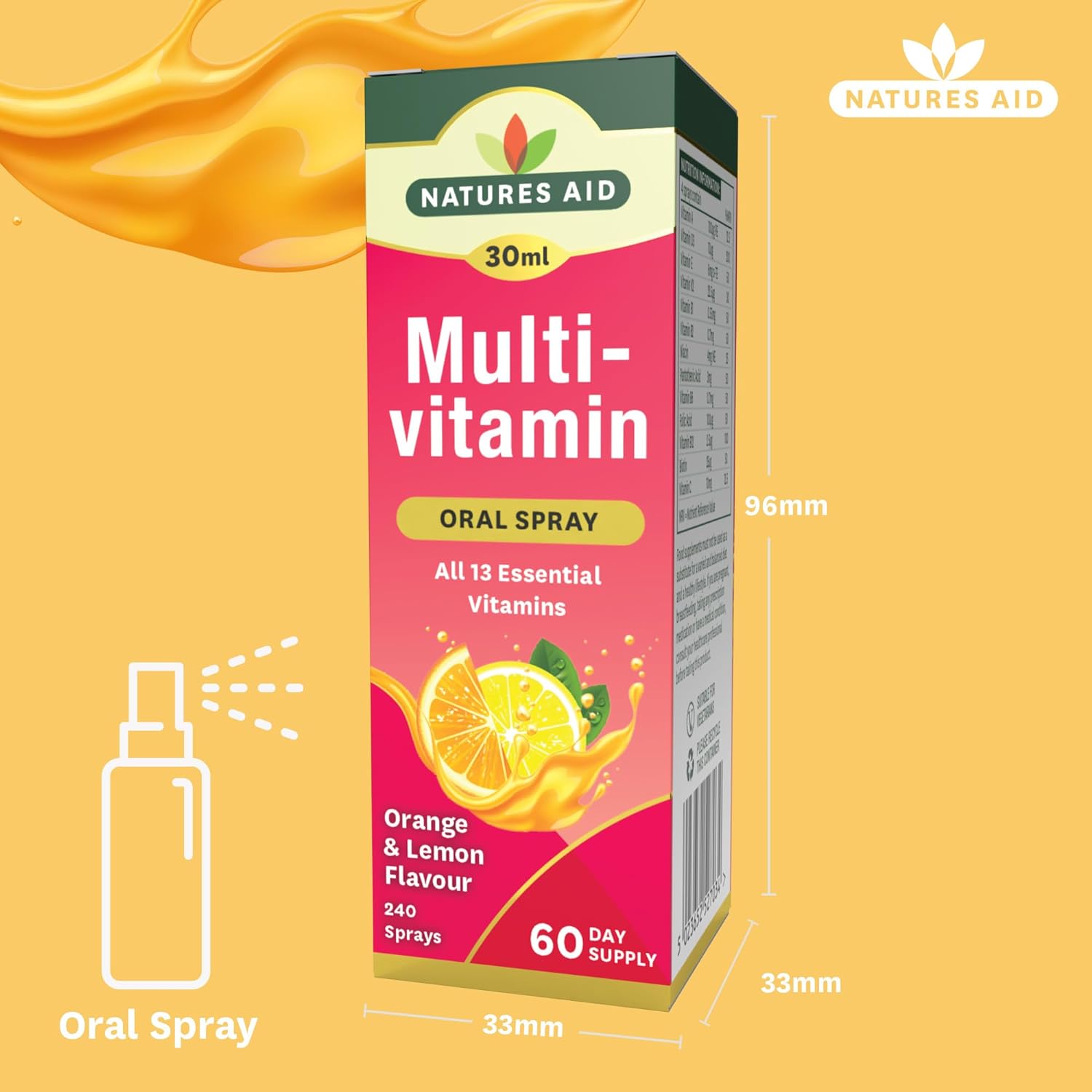 Multivitamin Oral Spray 30ml - Natures Aid - Food Supplements - Eco Natural Products
