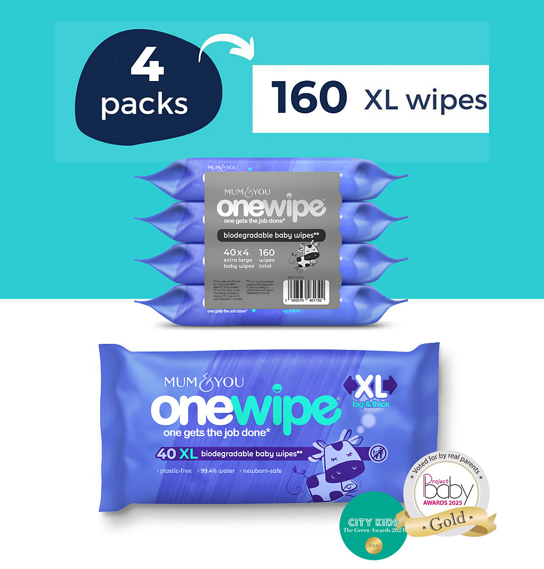Mum & You Onewipe Biodegradable Baby Wipes Extra Large 40 Wipes product photo 2